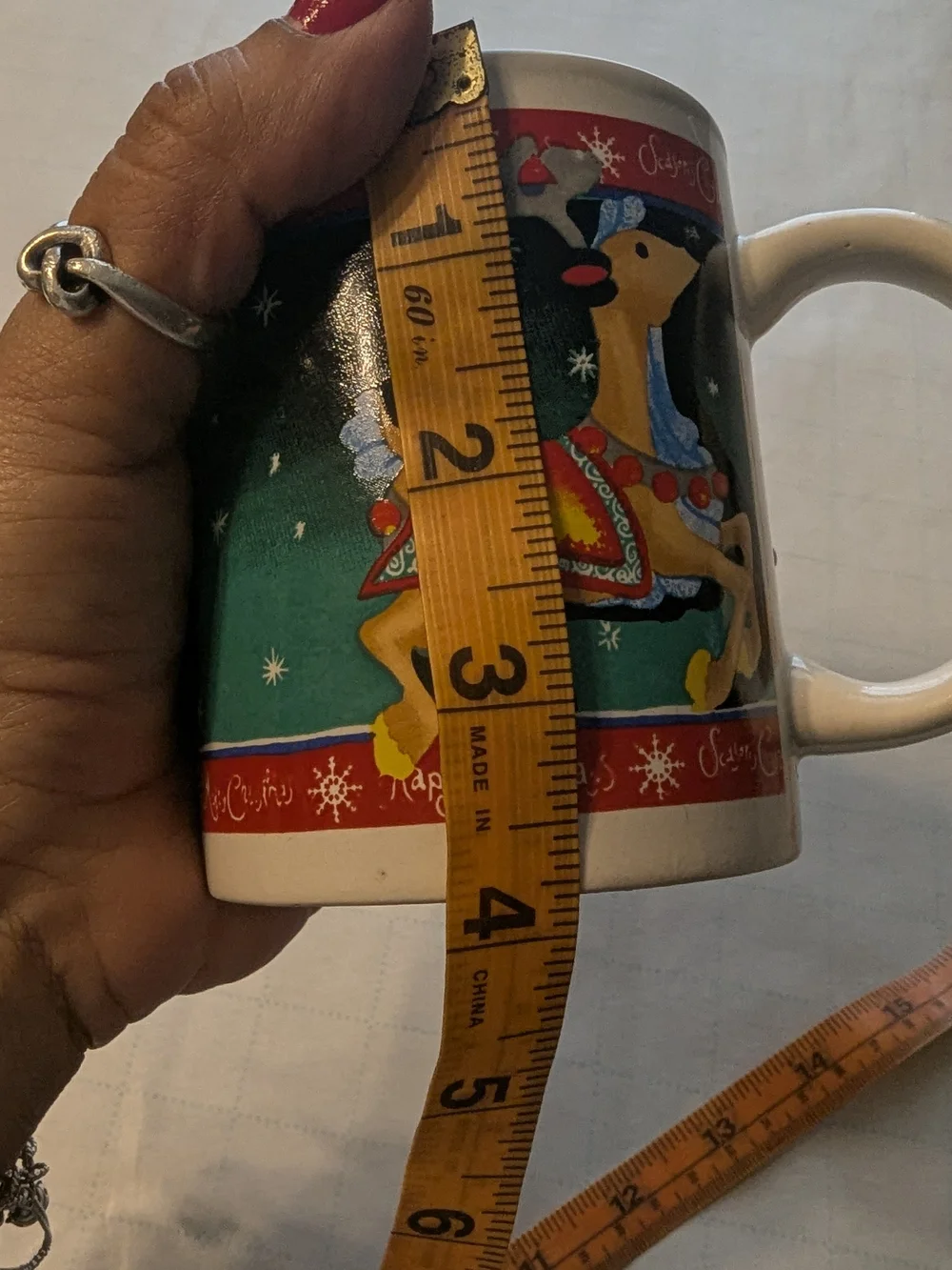 Festive Reindeer Holiday Mug - Green and Red